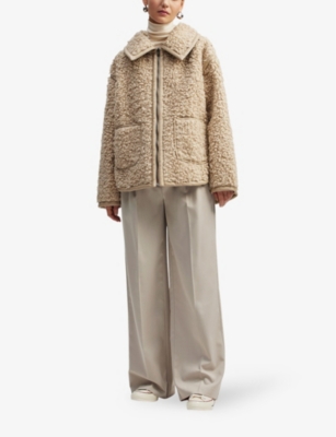 MALINA: Miriam oversized-fit faux-fur jacket
