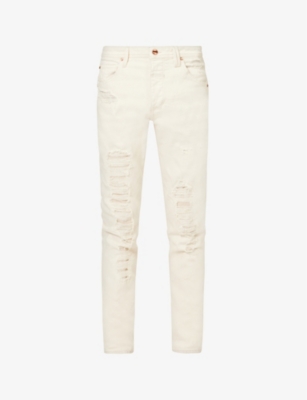 VAYDER: Distressed regular-fit tapered-leg stretch-denim jeans