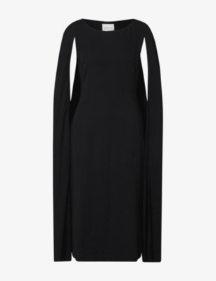 Shop By Malina Malina Women's Black Norah Cape-overlay Woven Midi Dress