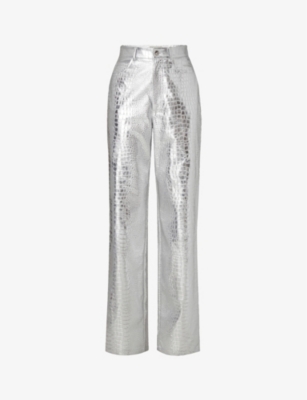MALINA: Daphne metallic straight-leg high-rise woven trousers