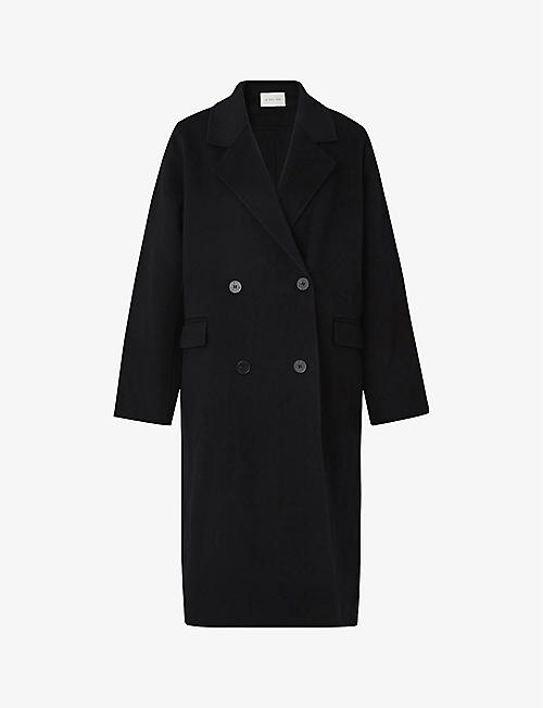 MALINA: Lauretta fringed-trim wool-blend coat