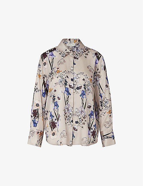 MALINA: Rory floral-print silk-blend shirt