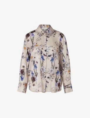 Shop By Malina Malina Women's Fall Blooms Rory Floral-print Silk-blend Shirt
