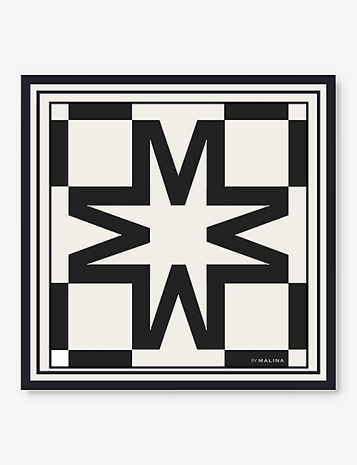 MALINA: Geometric-print silk-twill scarf