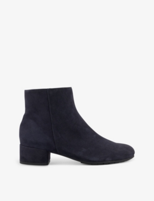Dune Womens Navy-suede Pippie Heeled Suede Ankle Boots In Blue