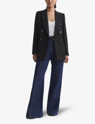 Lana peak-lapel double-breasted wool-blend blazer