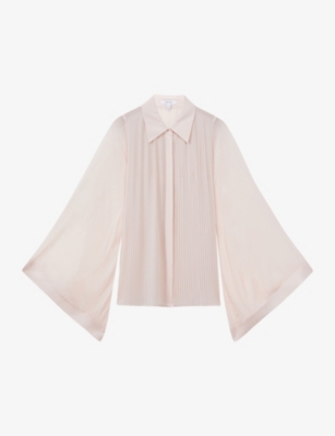 REISS: Magda pleated wide-sleeve woven blouse