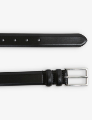 Shop Reiss Men's Black Dante Buckle-embellished Leather Belt