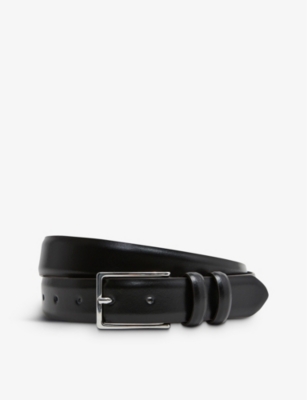 Reiss Dante Buckle-embellished Leather Belt In Black