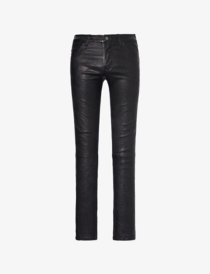 PAIGE: Lennox slim-fit tapered leather trousers
