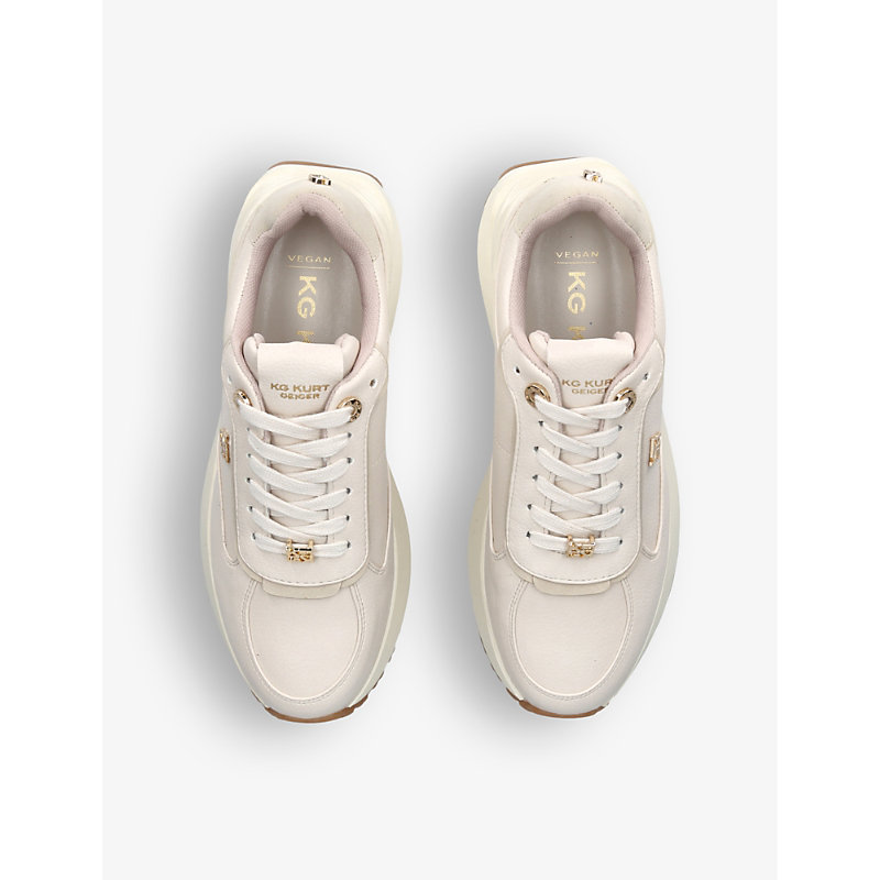 Shop Kg Kurt Geiger Louisa Logo-badge Low-top Faux-leather Trainers In Cream