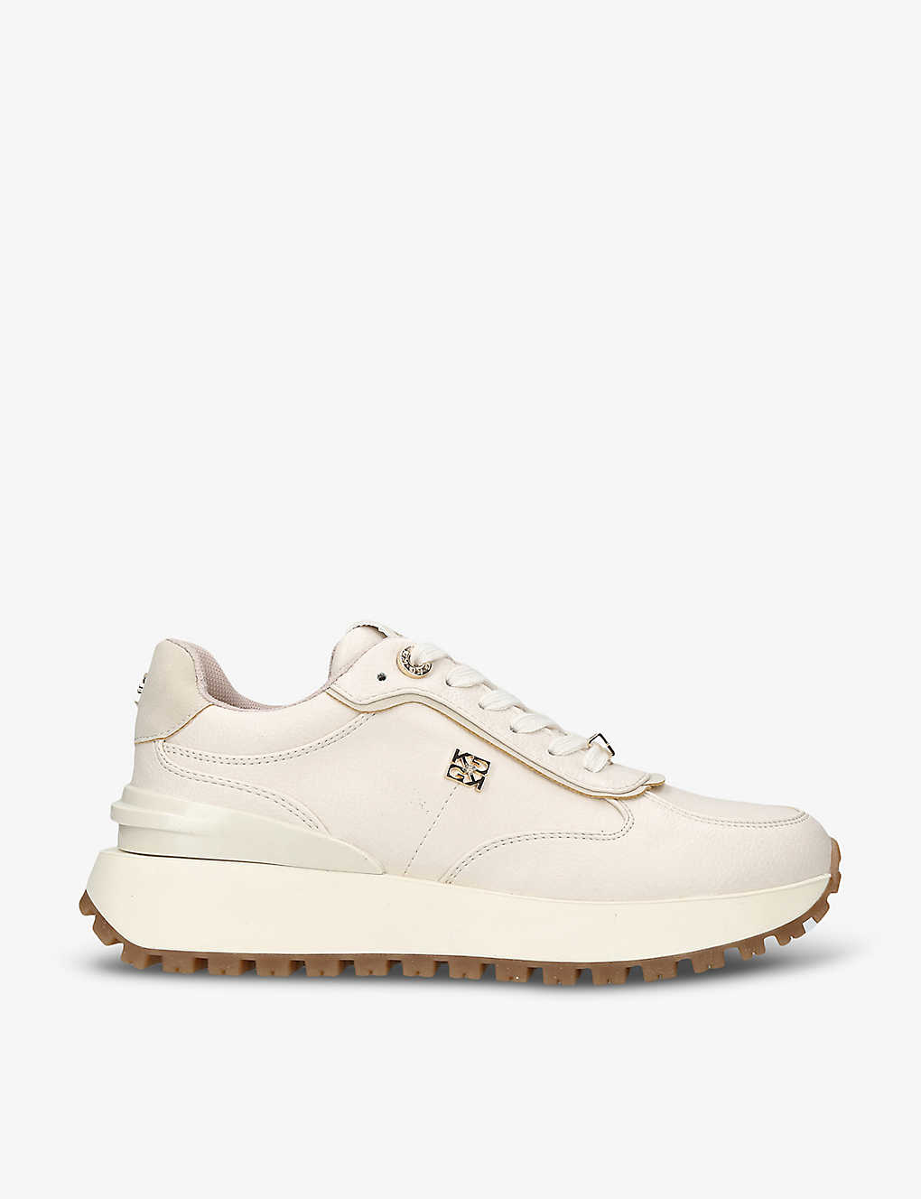 Shop Kg Kurt Geiger Louisa Logo-badge Low-top Faux-leather Trainers In Cream