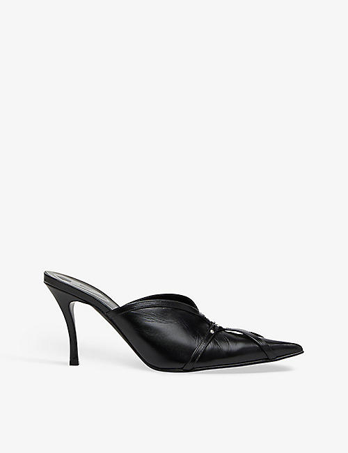 DIESEL: Electra oval D-plaque leather mules