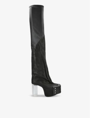 RICK OWENS - Kiss grilled platform heeled leather boots