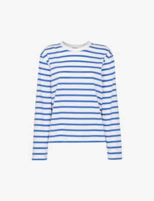 Shop Whistles Relaxed Fit Striped Cotton-jersey Top In Multi-coloured