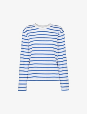 Whistles Womens Multi-coloured Relaxed Fit Striped Cotton-jersey Top In Multi-coloured
