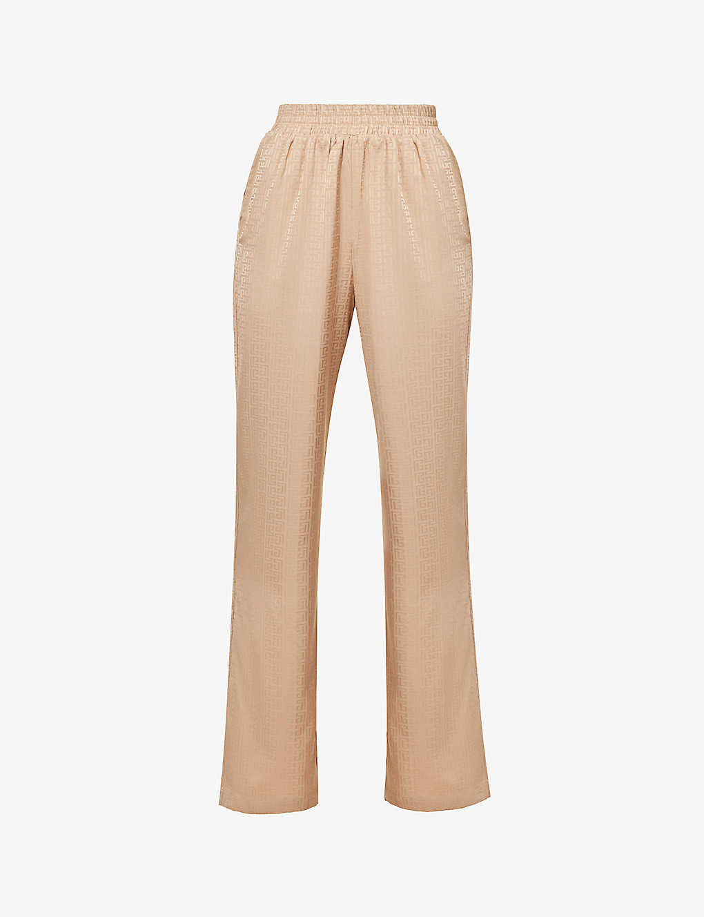 4th & Reckless Mimi Monogram Wide-leg Satin Trousers In Camel