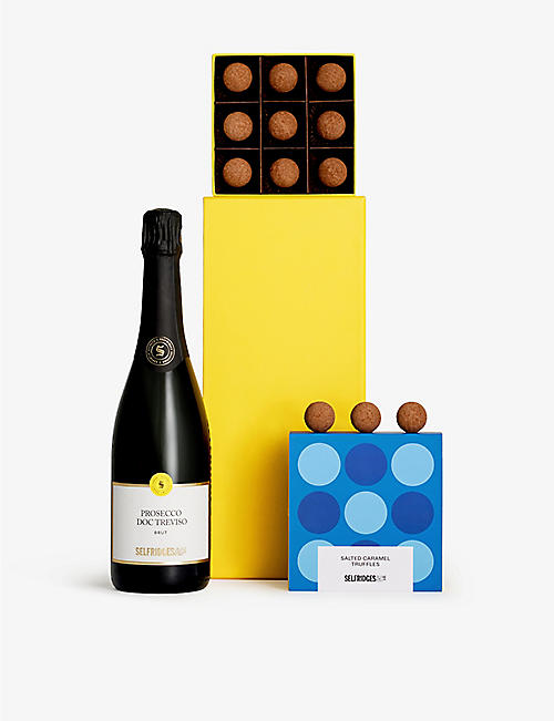 SELFRIDGES SELECTION：Prosecco 葡萄酒和 18 块装咸味焦糖巧克力 - 3 件 