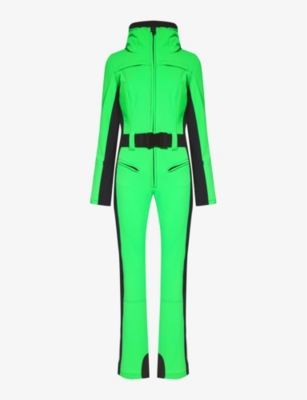 GOLDBERGH GOLDBERGH WOMEN'S 6150 FLASH GREEN PARRY BELTED STRETCH-WOVEN SKI SUIT