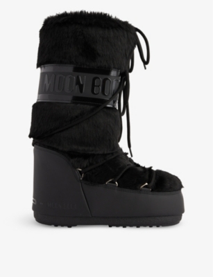 Moon Boot Icon Suede-trimmed Quilted Shell Snow Boots In Black