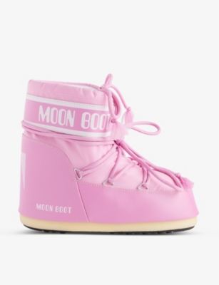 Moon Boot Womens Pink Icon Low Lace-up Shell Boots