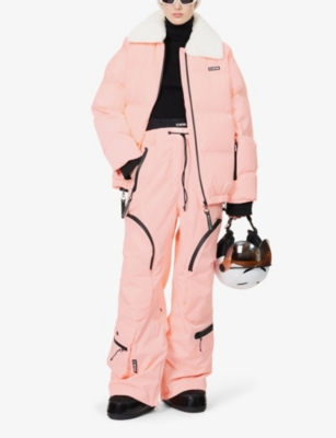 Shop P.e Nation Women's Pastel Pink Saroma Wide-leg Mid-rise Recycled-polyester Ski Trousers