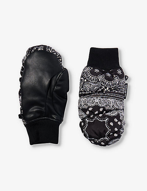 P.E NATION: Paisley-print mitten-shaped recycled-polyester gloves