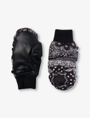 Shop P.e Nation Women's Snow Bandana Print Black Paisley-print Mitten-shaped Recycled-polyester Gloves