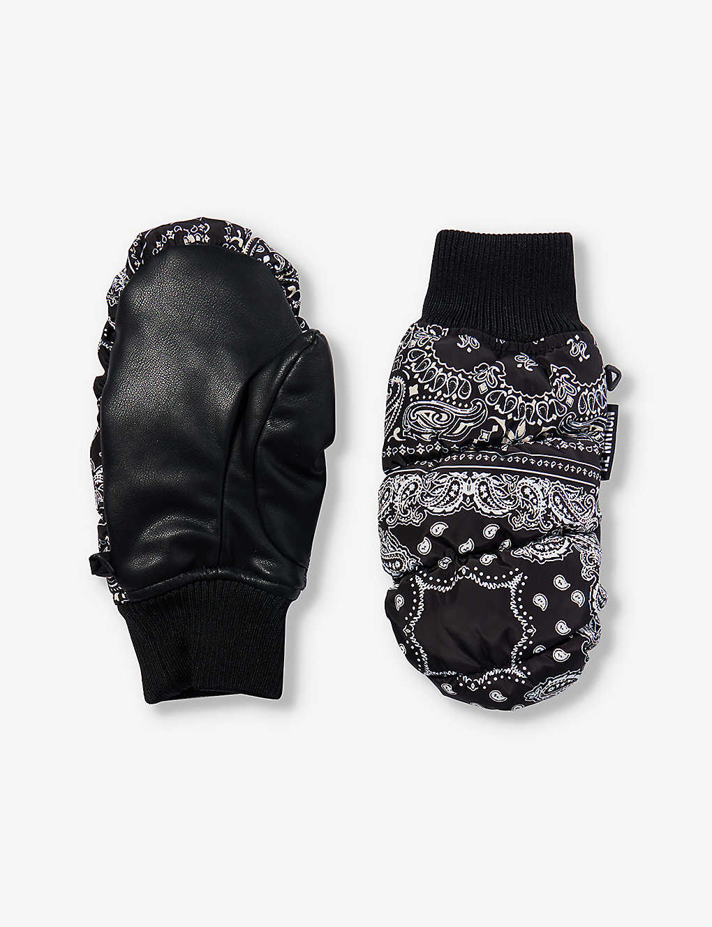 P.e Nation Womens Snow Bandana Print Black Paisley-print Mitten-shaped Recycled-polyester Gloves