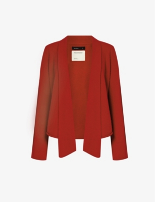 FRENCKENBERGER FRENCKENBERGER WOMEN'S RED SHAWL-COLLAR RELAXED-FIT CASHMERE KNITTED CARDIGAN