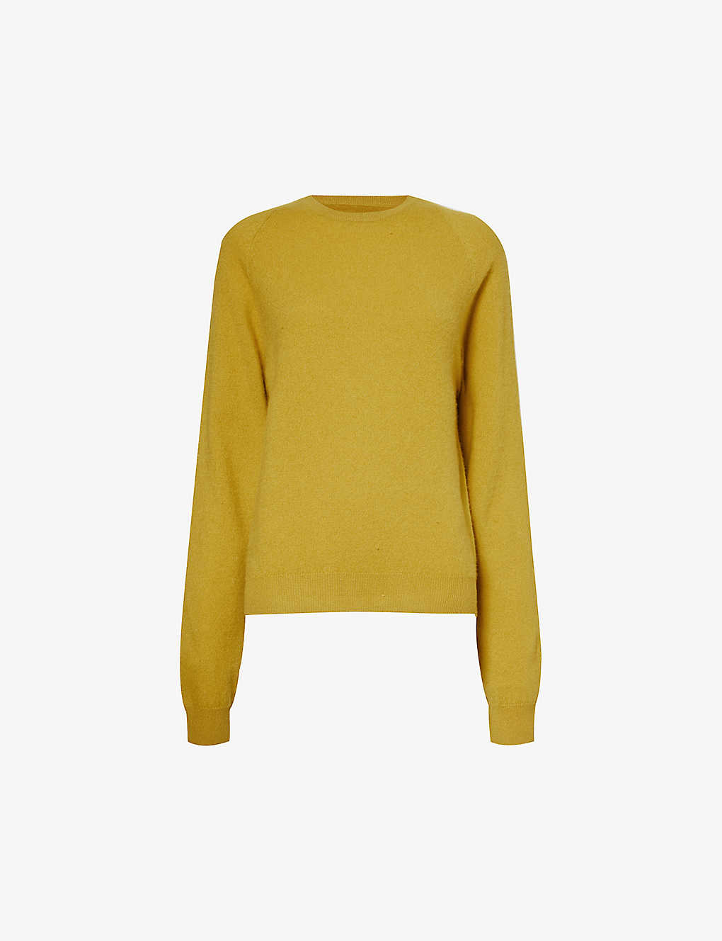 Frenckenberger Womens Yellow Round-neck Brushed-texture Cashmere Knitted Jumper