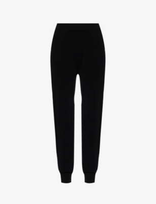 Frenckenberger Womens Black Ribbed-hem Elasticated-waistband Cashmere Knitted Jogging Bottoms