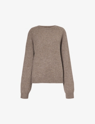 FRENCKENBERGER: Ribbed-trim brushed-texture cashmere knitted jumper