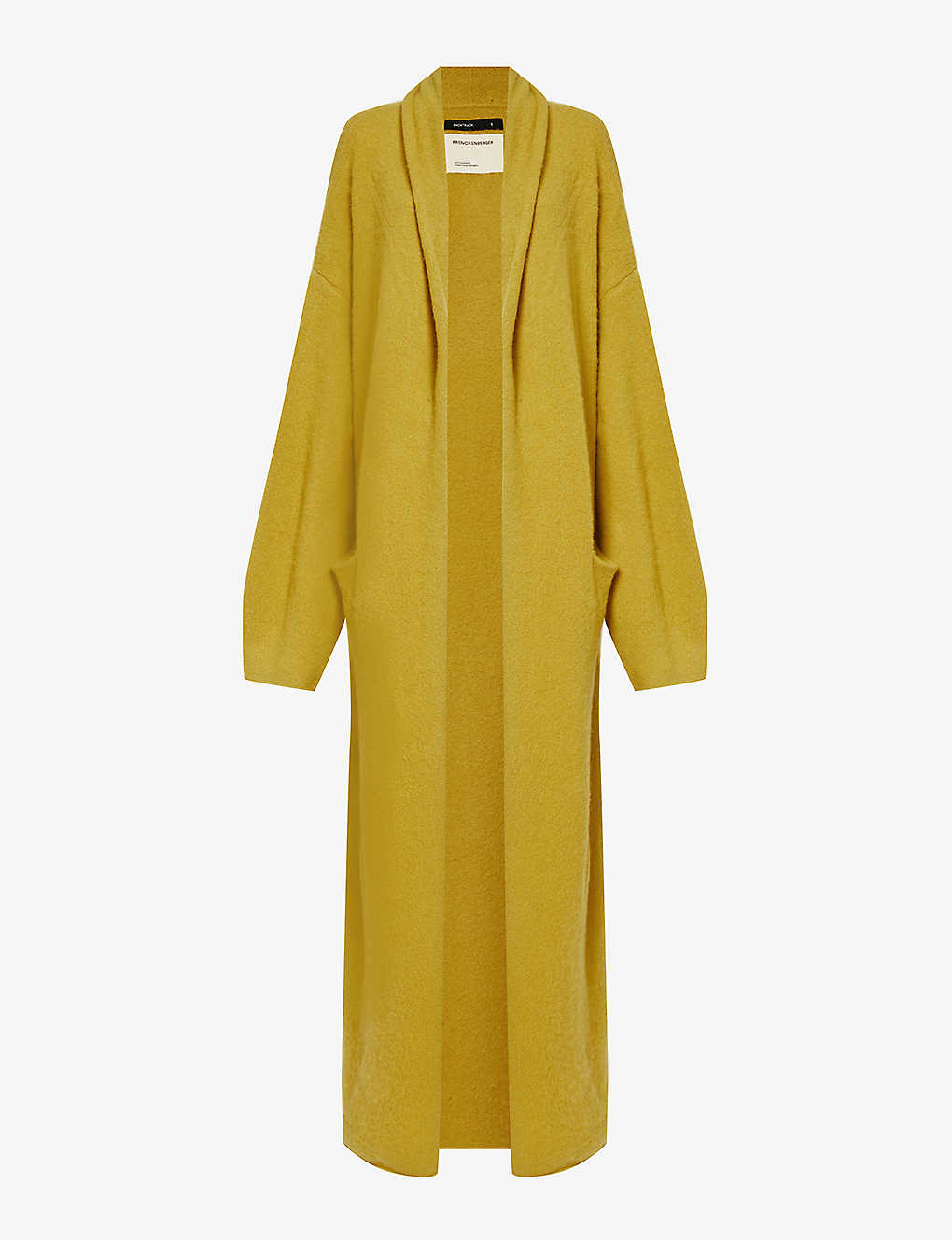 Frenckenberger Womens Yellow Brushed-texture Shawl-collar Cashmere Cardigan