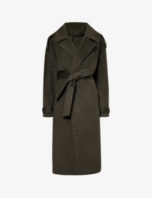 Frenckenberger Womens Black Olive Outback Brushed-texture Relaxed-fit Cashmere Coat In Brown