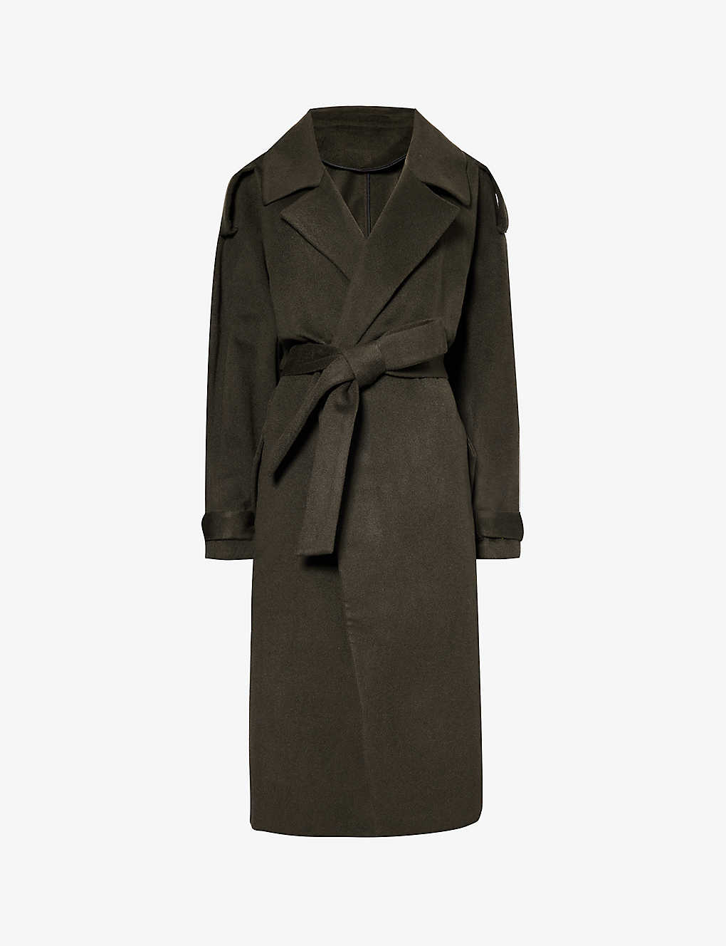 Frenckenberger Womens Black Olive Outback Brushed-texture Relaxed-fit Cashmere Coat In Brown