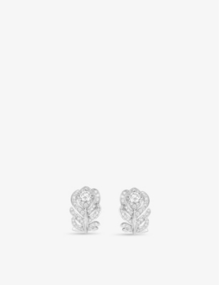 BOUCHERON: Plume de Paon XS 18ct white-gold, 0.50ct and 0.30ct round-brilliant diamond stud earrings