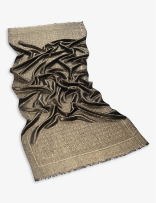 BVLGARI: Lettere Maxi logo-print  silk and wool-blend scarf