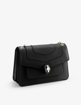 Shop Bvlgari Serpenti Forever Leather Cross-body Bag In Black