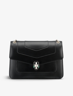 Bvlgari Womens Black Serpenti Forever Leather Shoulder Bag In Black