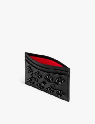 Christian Louboutin Womens Black Kios Loubinthesky-embellished Leather Card Holder In Black