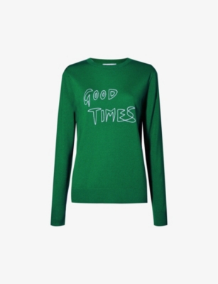 BELLA FREUD Good Times embroidered wool knitted jumper