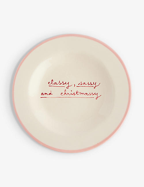 LAETITIA ROUGET: Classy Sassy And Christmassy stoneware plate 21cm