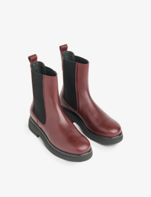 Shop Whistles Women's Plum/claret Aelin Contrast-panel Leather Chelsea Boots