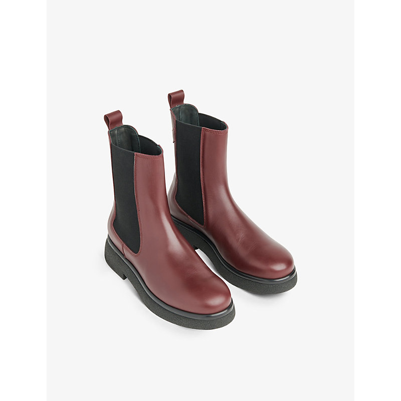 Shop Whistles Women's Plum/claret Aelin Contrast-panel Leather Chelsea Boots