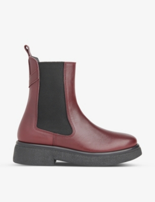 Shop Whistles Women's Plum/claret Aelin Contrast-panel Leather Chelsea Boots