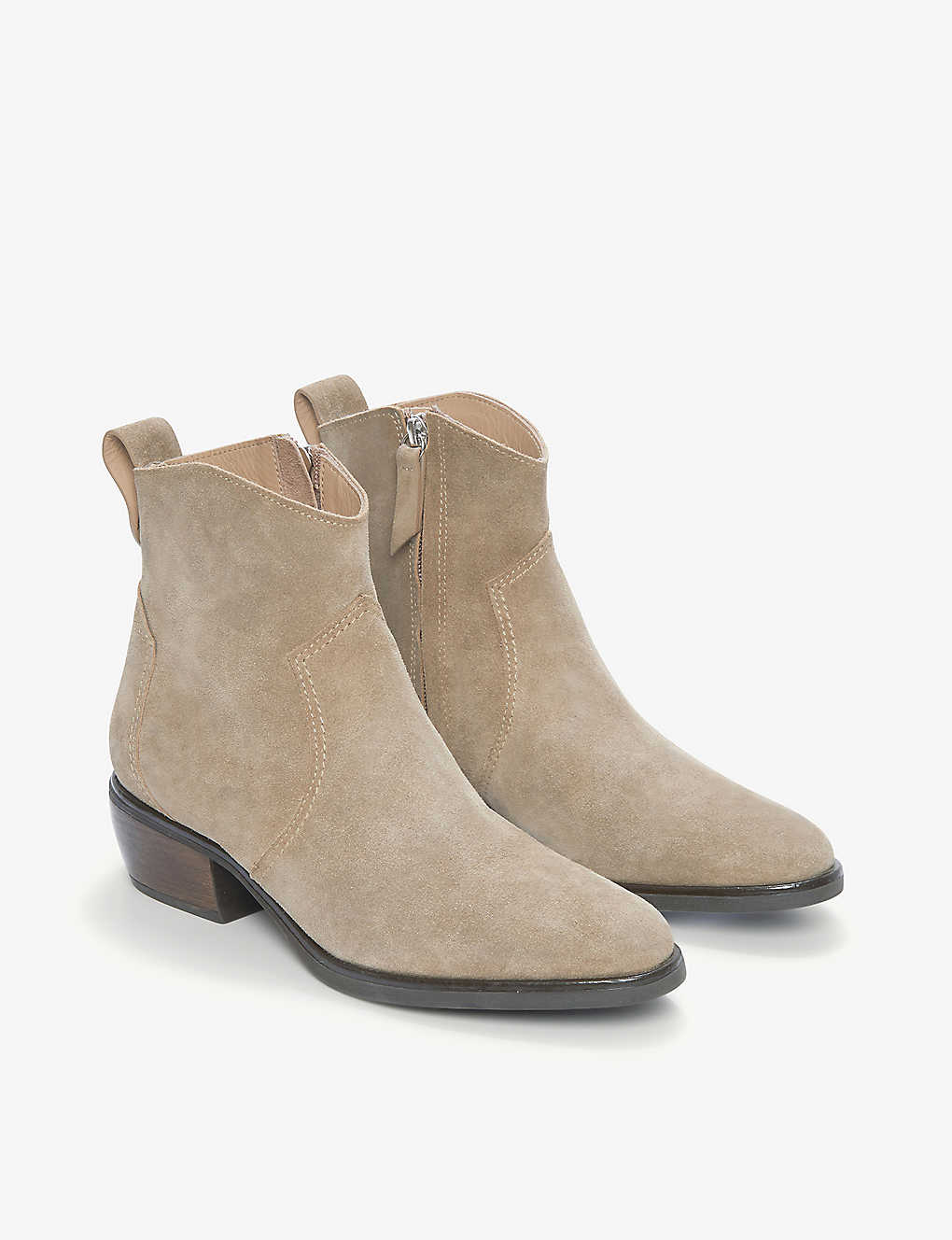 The White Company Wrexham Western Suede Ankle Boots In Cream