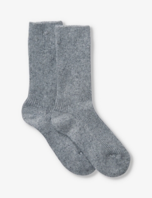 THE WHITE COMPANY: Ribbed wool and silk-blend boot socks