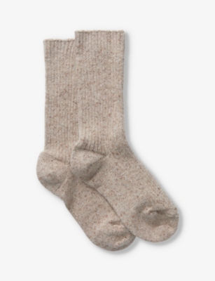 THE WHITE COMPANY: Ribbed wool and silk-blend boot socks