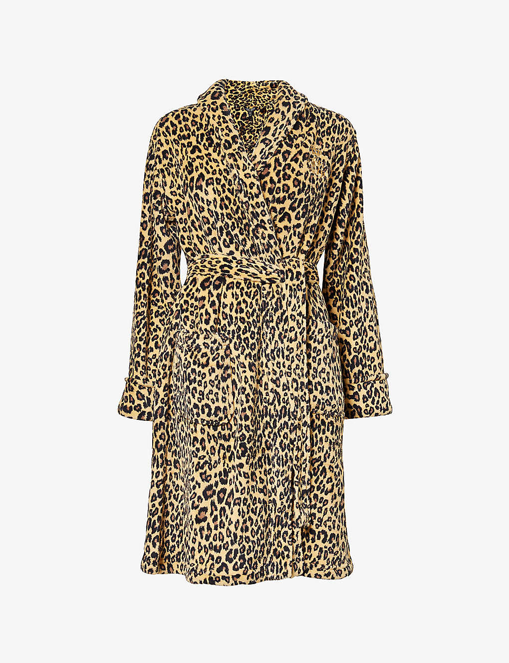 Lauren Ralph Lauren Womens Leopard Animal-print Logo-embroidered Recycled-polyester Dressing Gown In Multi-coloured